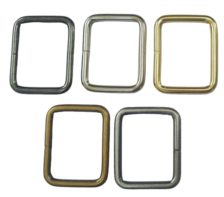 2 x metal rectangle loop ring strap connectors for bag making. 25/32/38 mm.