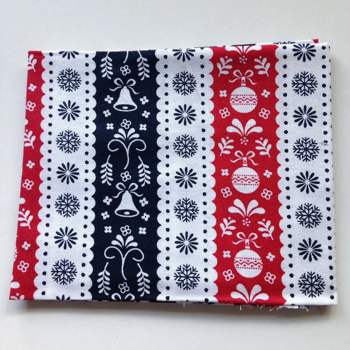 Scandi Christmas Red and Navy 100% Cotton Fat Quarter bundle quilting of 5 Fabrics.