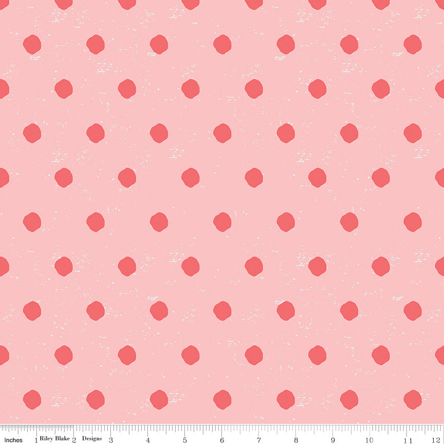 Strawberry Jam cotton fabric by Riley Blake. Pink, green daisy floral. Per 1/2M