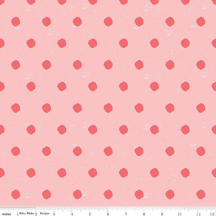 Strawberry Jam cotton fabric by Riley Blake. Pink, green daisy floral. Per 1/2M