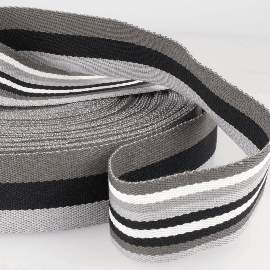 Webbing Double-Sided Stripes: 40mm wide bag strapping. Various colours. Per metre.