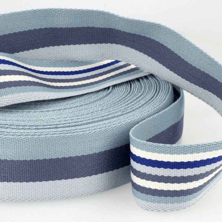 Webbing Double-Sided Stripes: 40mm wide bag strapping. Various colours. Per metre.
