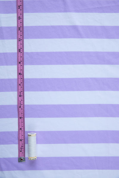 Tilly and the Buttons Lilac Stripe Organic Cotton Jersey Knit Fabric. By the half metre.