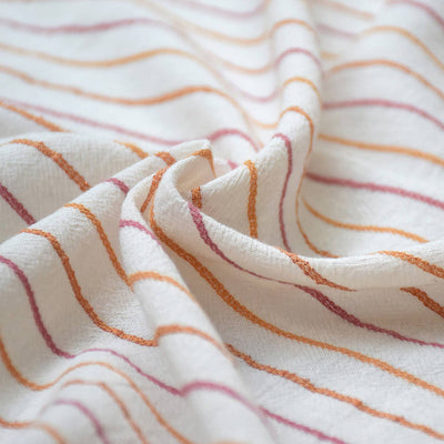 Loukoum Shiny Ecru Stripes 100% viscose woven dressmaking fabric. By Cousette.