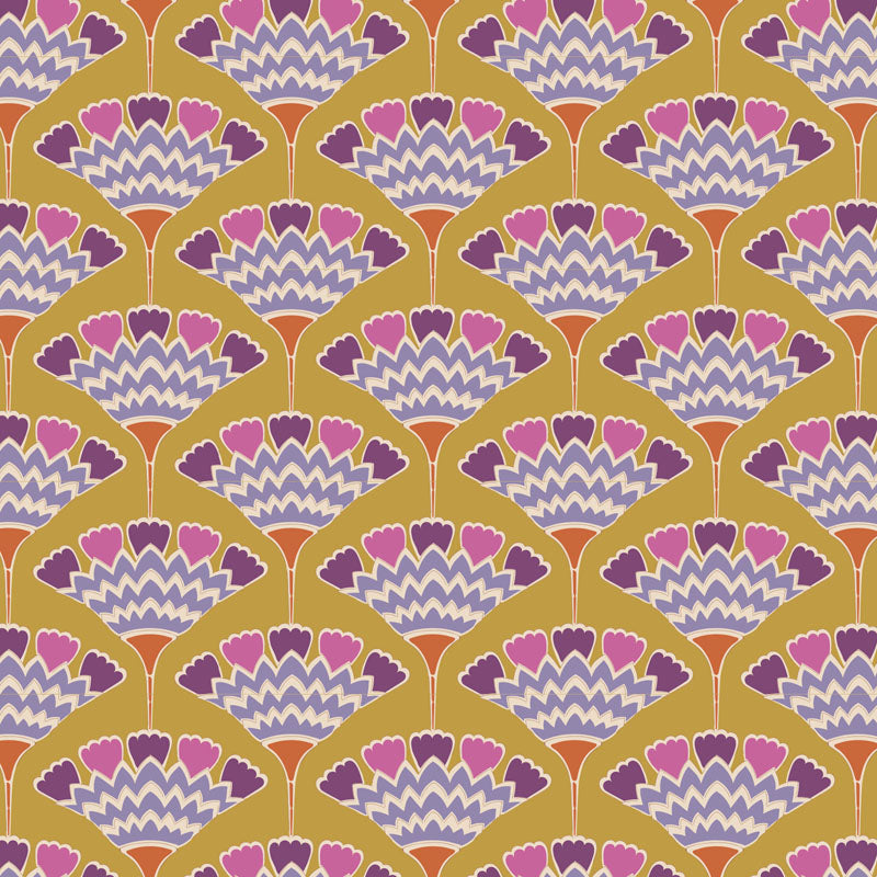 Tilda Pie in the Sky fabrics by the Fat quarter - cotton quilt fabric. Cerise/mustard