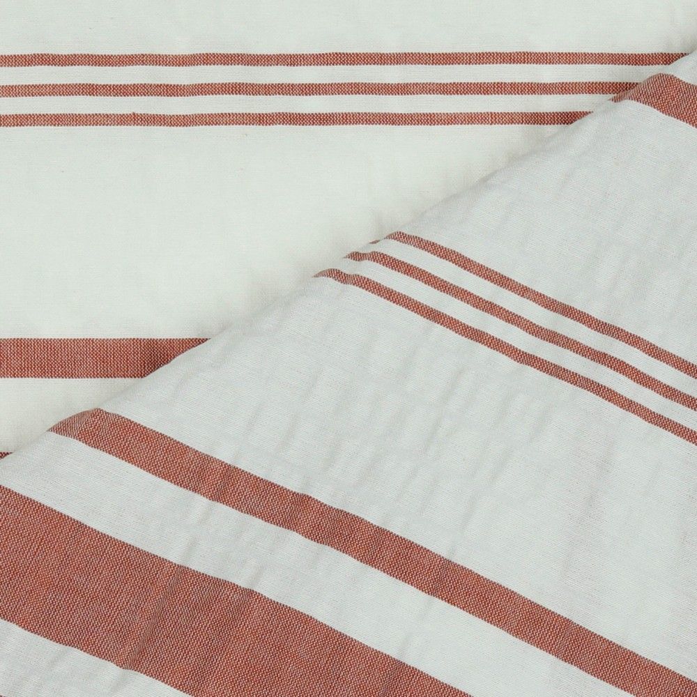 Lightweight yarn-dyed horizontal stripe cotton stretch woven fabric by the half metre.