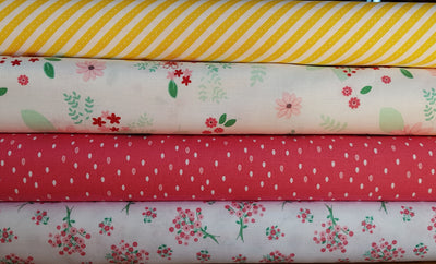 Singing in the Rain cotton fabrics: fat quarter bundle of 4 floral fabrics or per FQ. Riley Blake.