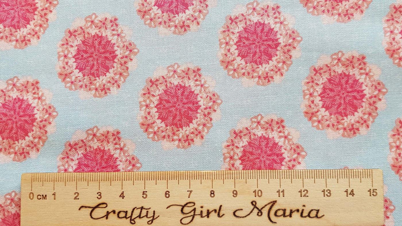 Paper Daisies pink blue floral quilting, dress making,  craft cotton fabrics. Riley Blake.