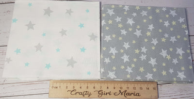 Goodnight pale grey, mint green and white nursery/kids quilting fabric by the fat quarter/metre. Craft Cotton Company.