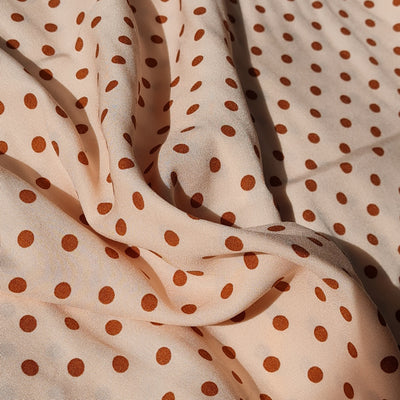 Polkadot Pois Eglantine nude 100% viscose woven dressmaking fabric. By Cousette. Per 1/2m