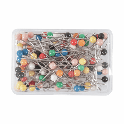 Milward Plastic Headed Pins (steel) in reusable storage box.
