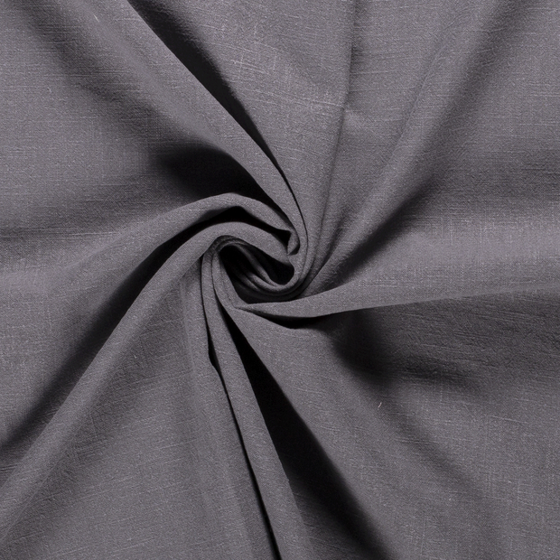 Bio Washed Linen Touch Fabric: Antra/charcoal by the half metre