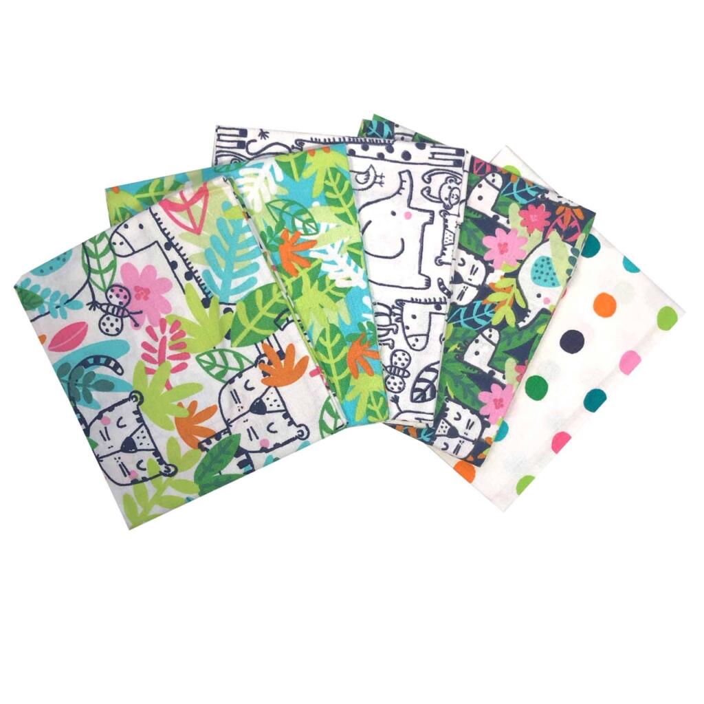Hide and Seek That 5 x fat quarter bundle craft cotton fabric. Fun animal kids quilting fabric. Craft Cotton Company.