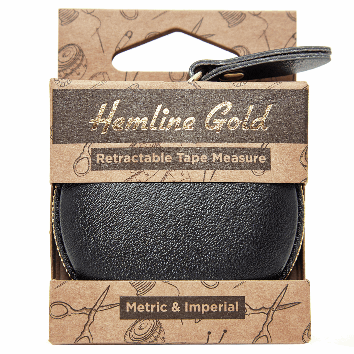 Deluxe Retractable Tape Measure. Sewing and crafts. 60 in/150 cm. Hemline Gold
