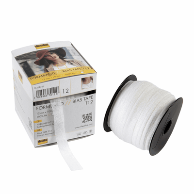 Vlieseline Fusible Bias Tape Formband T12: 12mm wide grain reinforced. 100m box