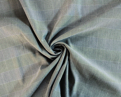 Micro Check Stretch Suiting. 2% elastane, polyester and viscose. Sold by the half metre