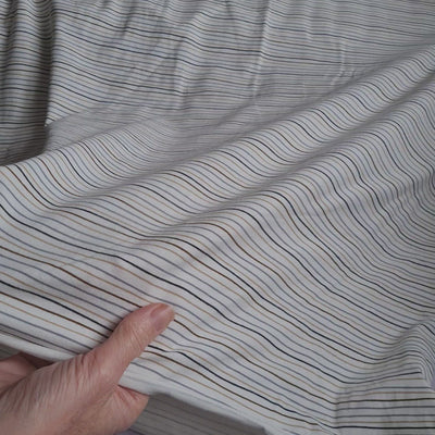 Tricot wavy striped stretch cotton jersey knit fabric, by the half metre. Natural.