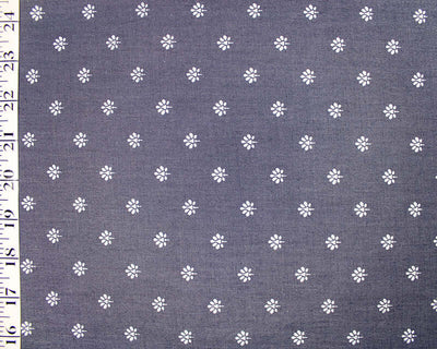 4.5 oz Dark Blue Denim Colour Chambray Floral 100% cotton fabric by the half metre.