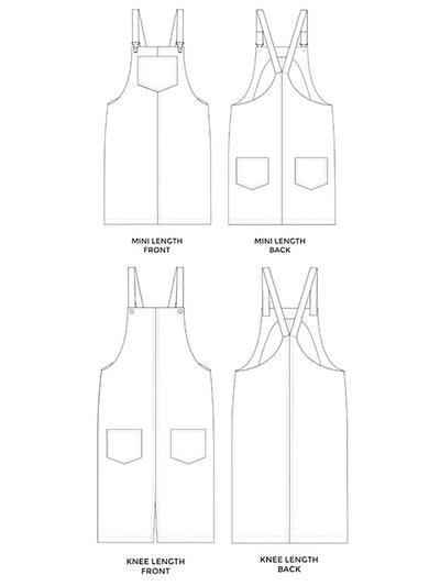 Tilly and the Buttons Cleo Dungarees Dress sewing pattern. Easy basic pattern.