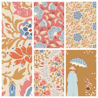 Windy Days coral/camel  fabrics by the Fat quarter - cotton fabric by Tilda.