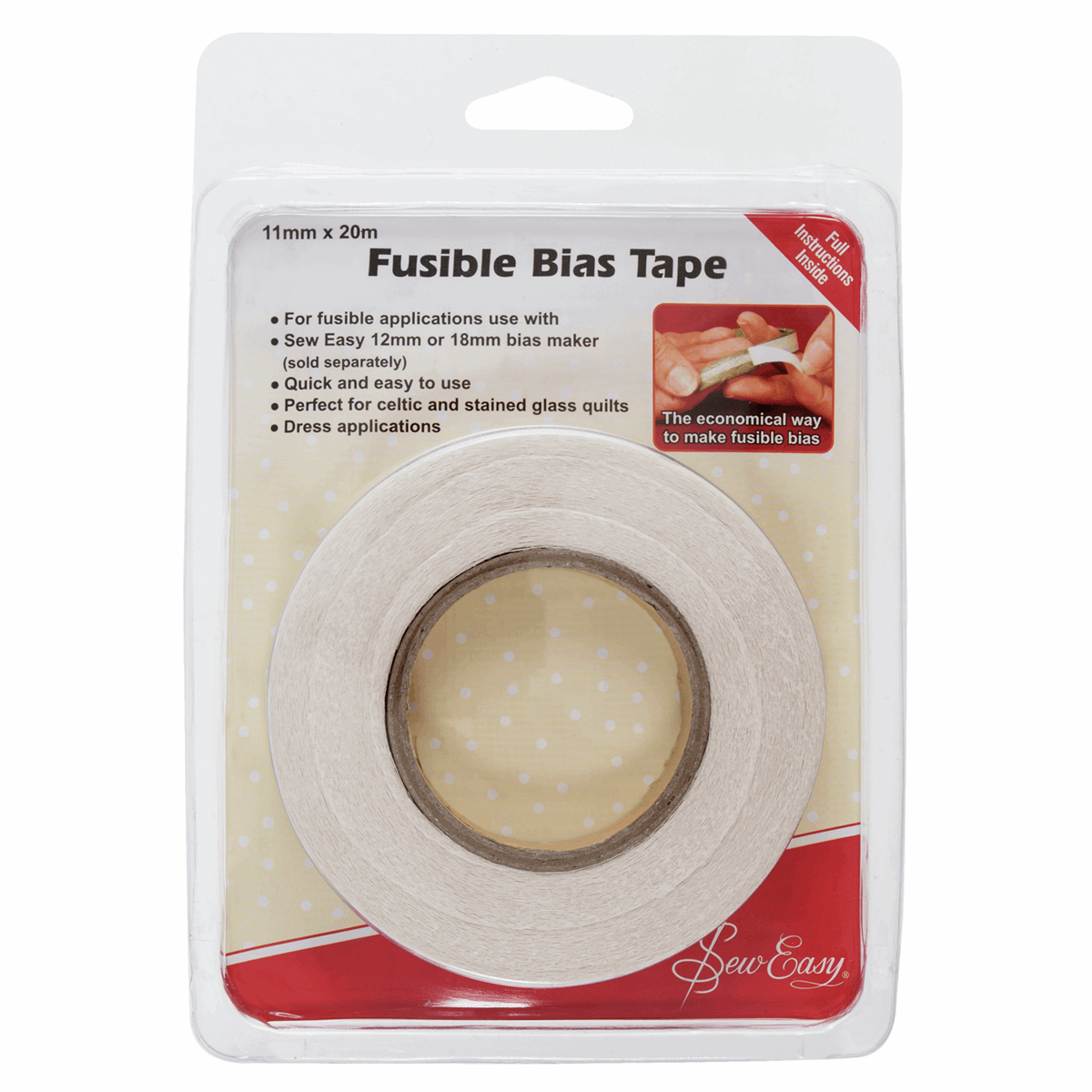 Sew Easy Fusible tape 5/11 mm for use with bias tape maker.