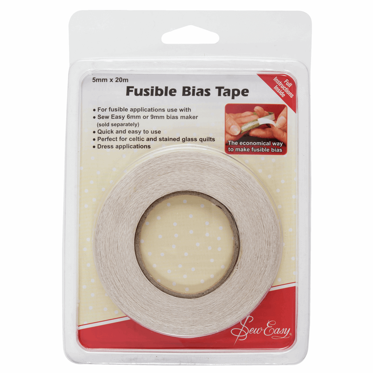 Sew Easy Fusible tape 5/11 mm for use with bias tape maker.