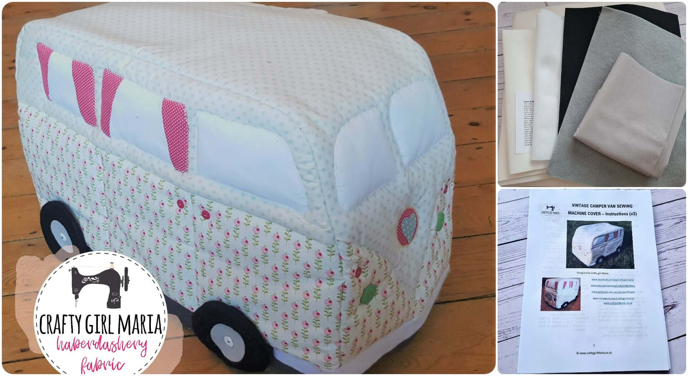 Campervan Fabric Sewing Machine Cover Sewing Kit. Optional instructions and extras.