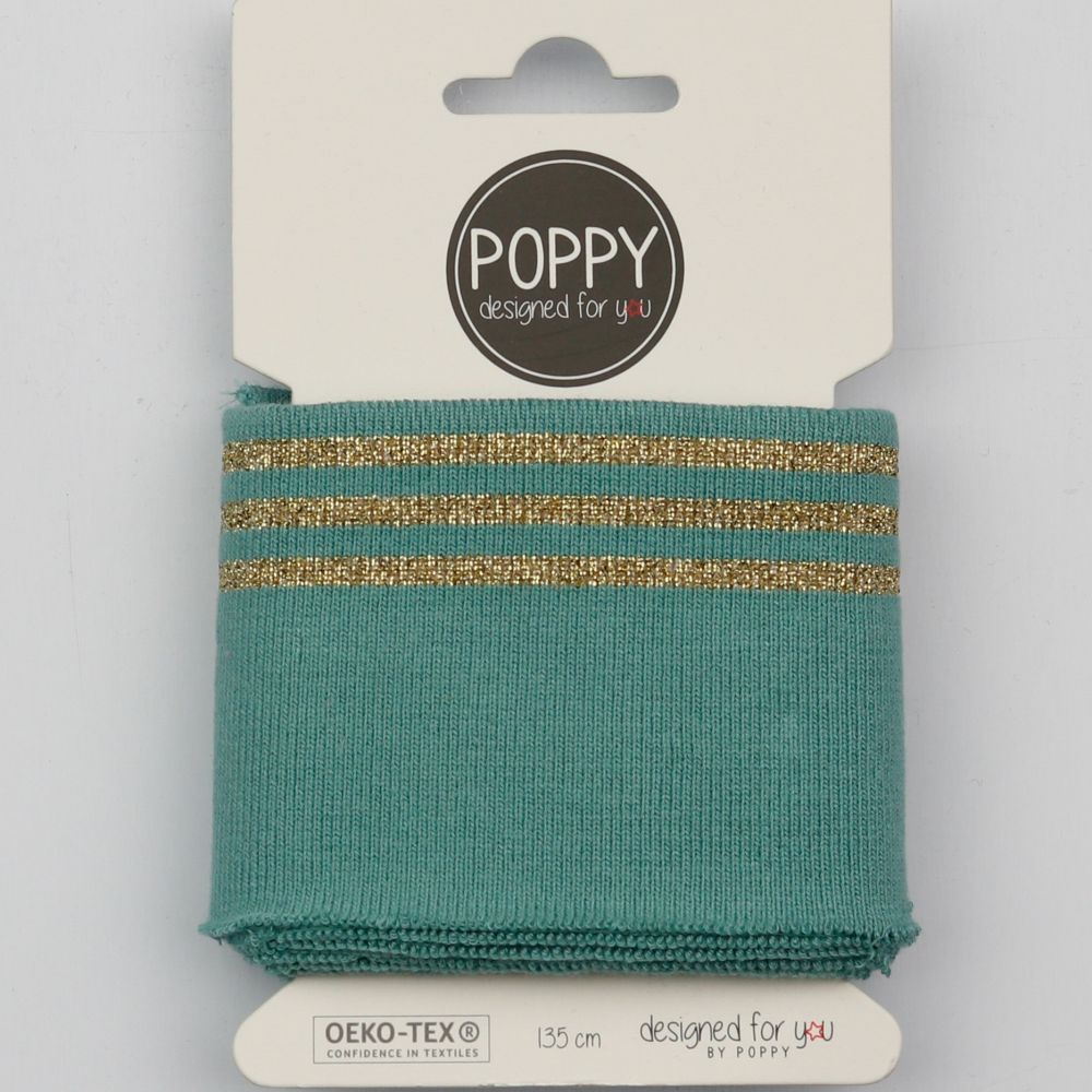 Double Stripe Rib Knit Cuffing By Poppy. Finished edge cotton Fabric: cuffs and waistbands.