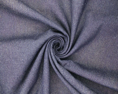 9 oz Stretch Denim: blue and black cotton 2% spandex. Dressmaking fabric. Sold by the half metre