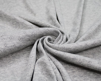 Fine 100% cotton jersey knit with Diamond openwork/ Pointelle fabric by the half metre.