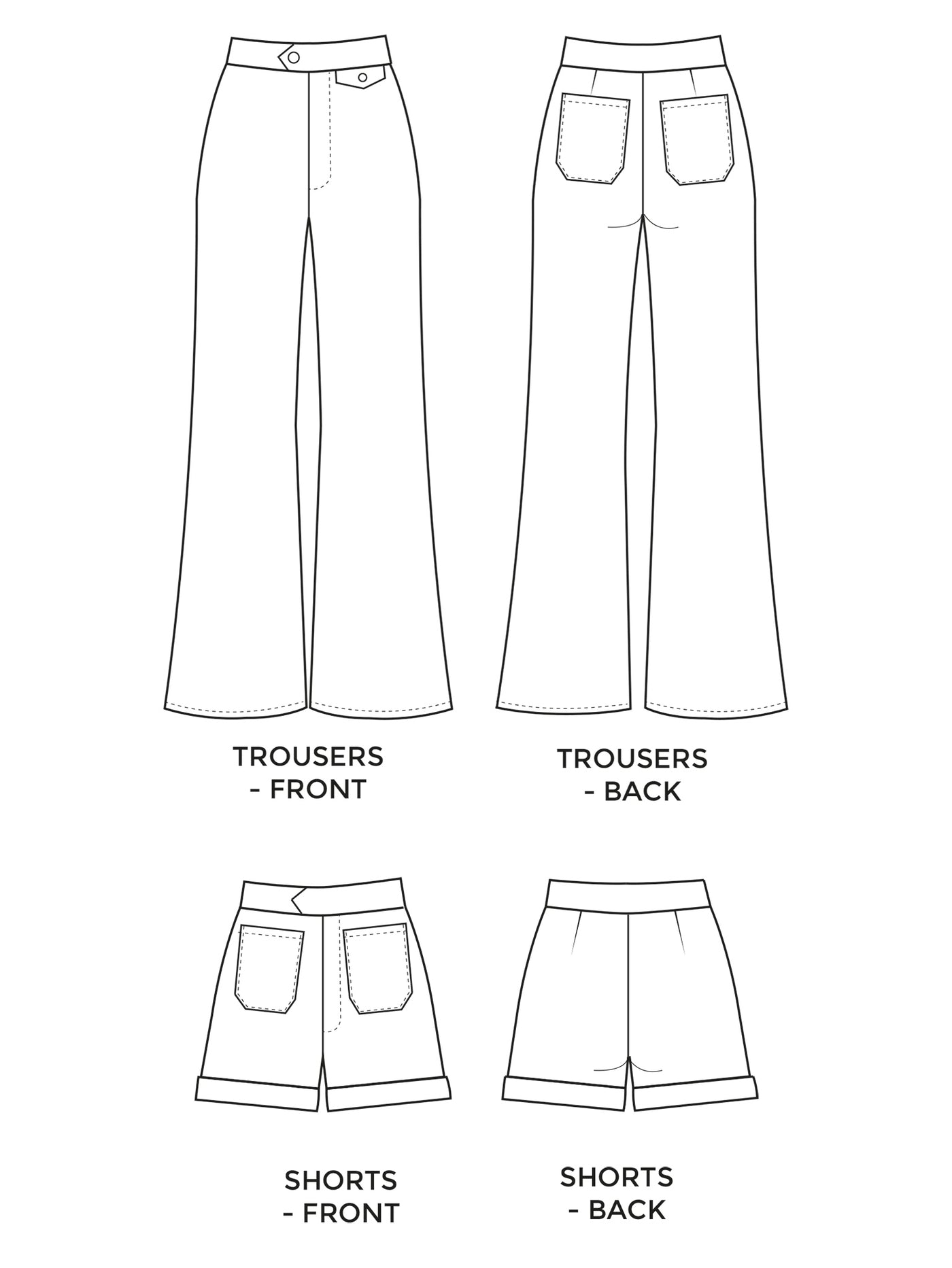 Tilly and the Buttons Jessa trousers and shorts sewing pattern. Easy casual pattern.