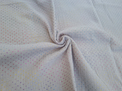 Metallic Spot Cotton Double Gauze Muslin dress fabric x half metre increments. Mint, silver
