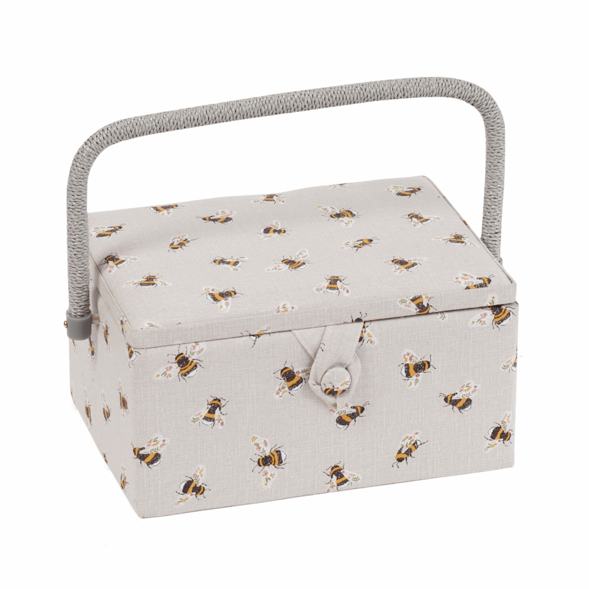 Bee Medium Rectangular Sewing Box: bee print 18.5 x 25.5 x 14.5cm.