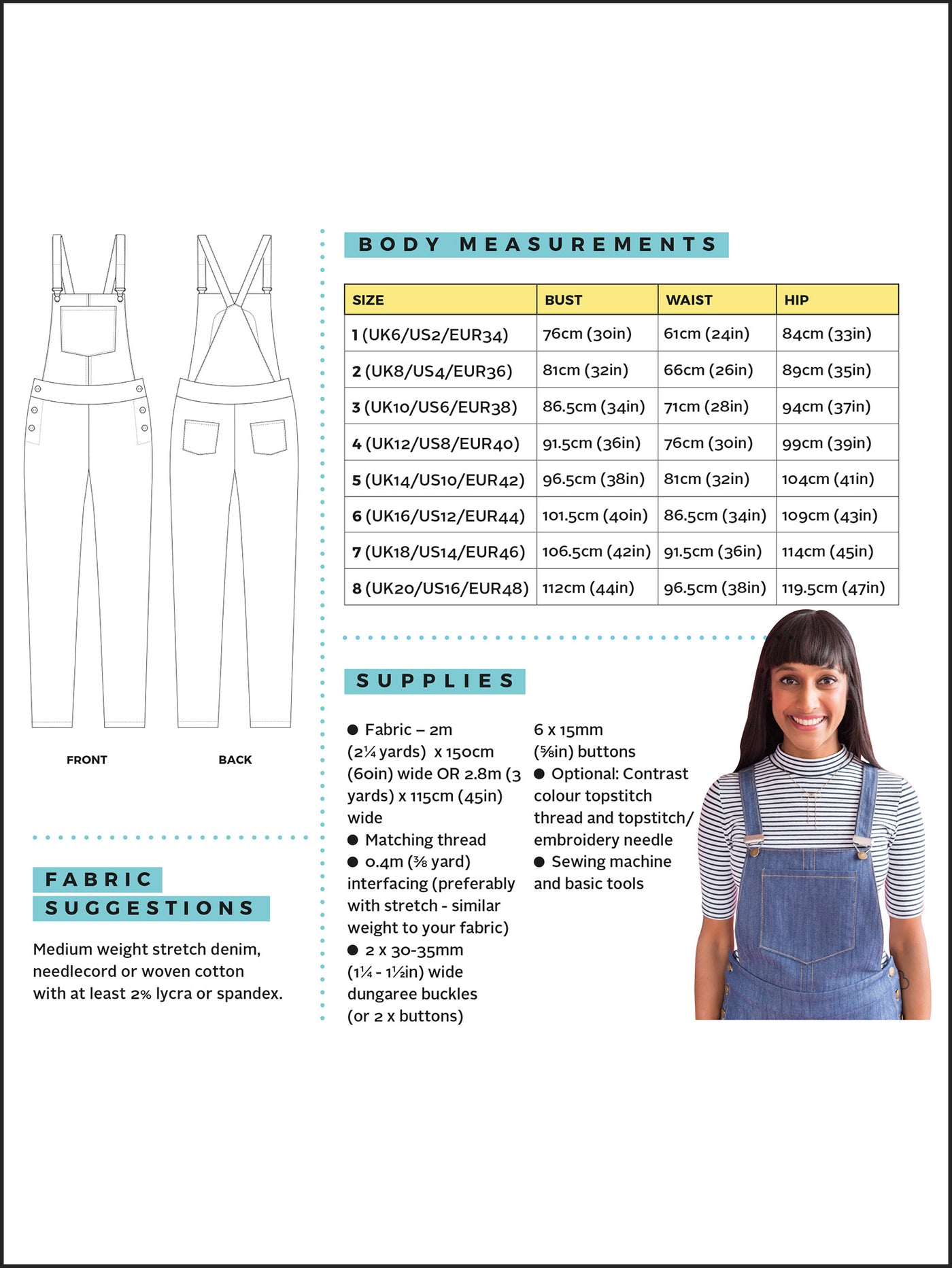 Tilly and the Buttons Mila Dungarees sewing pattern. Easy basic pattern.