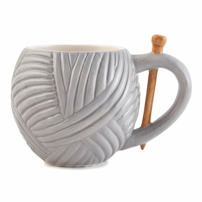 Knitting Grey Yarn Ball Wool Novelty Mug Cup Drink Gift