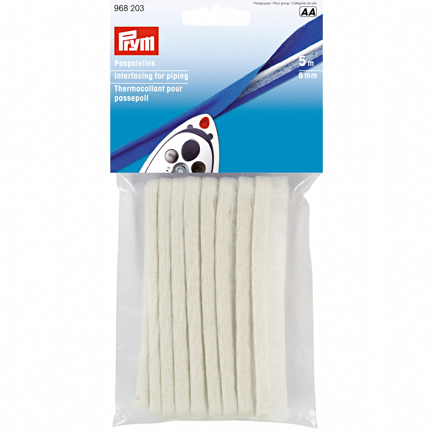 Prym interfacing for piping 6 mm x 5 m. Make flanged piping the easy way