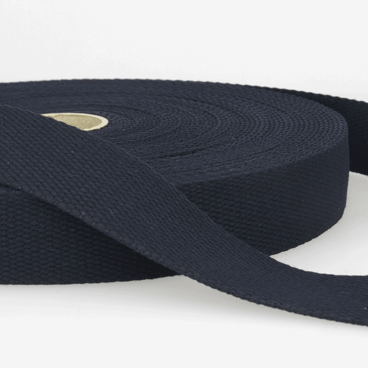 Solid Plain Cotton Webbing: 25 mm wide bag strapping. 20 colours. Per metre.