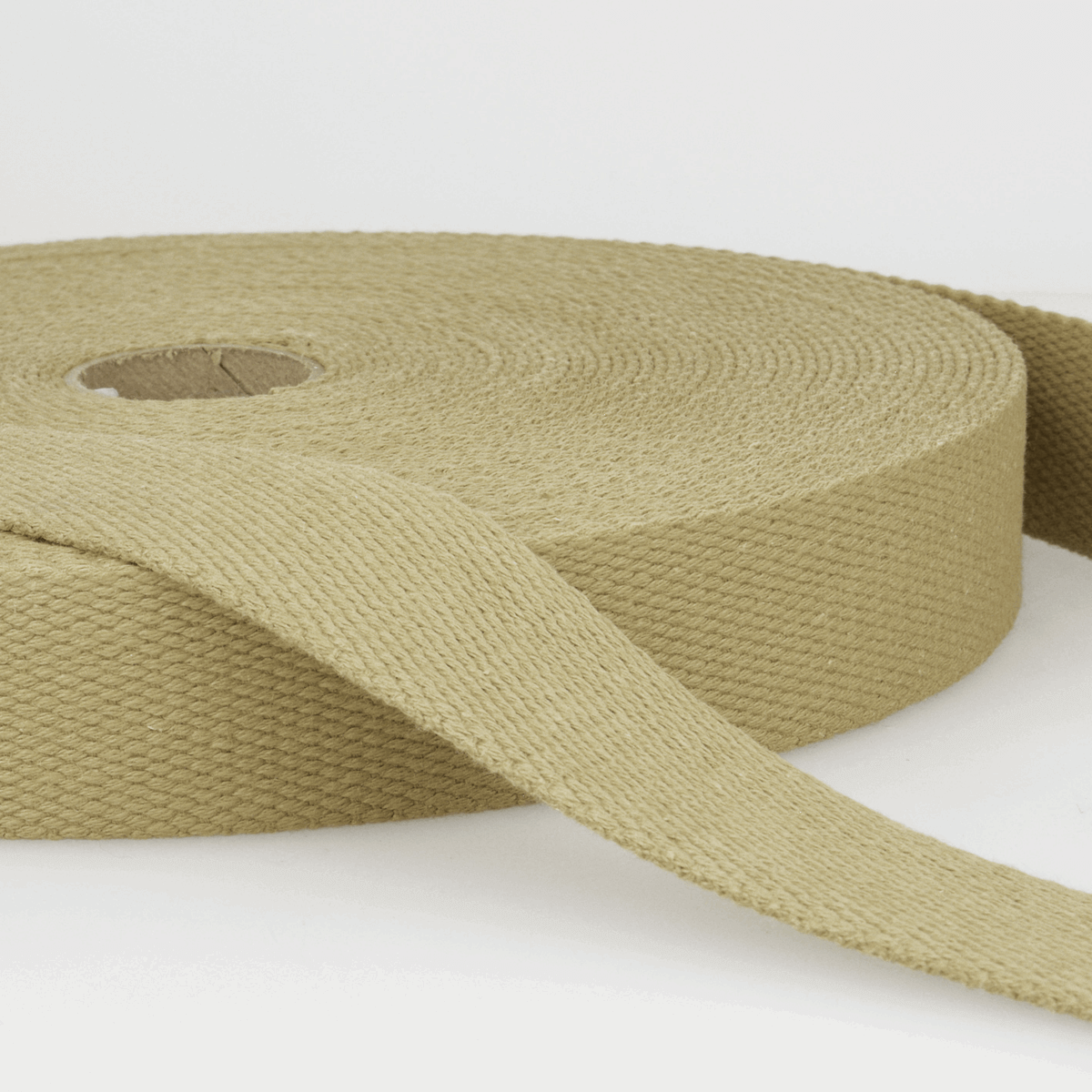 Solid Plain Cotton Webbing: 25 mm wide bag strapping. 20 colours. Per metre.