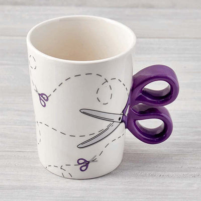 Scissors Handle Novelty Haberdashers Mug Purple Sewing Cup Drink Gift