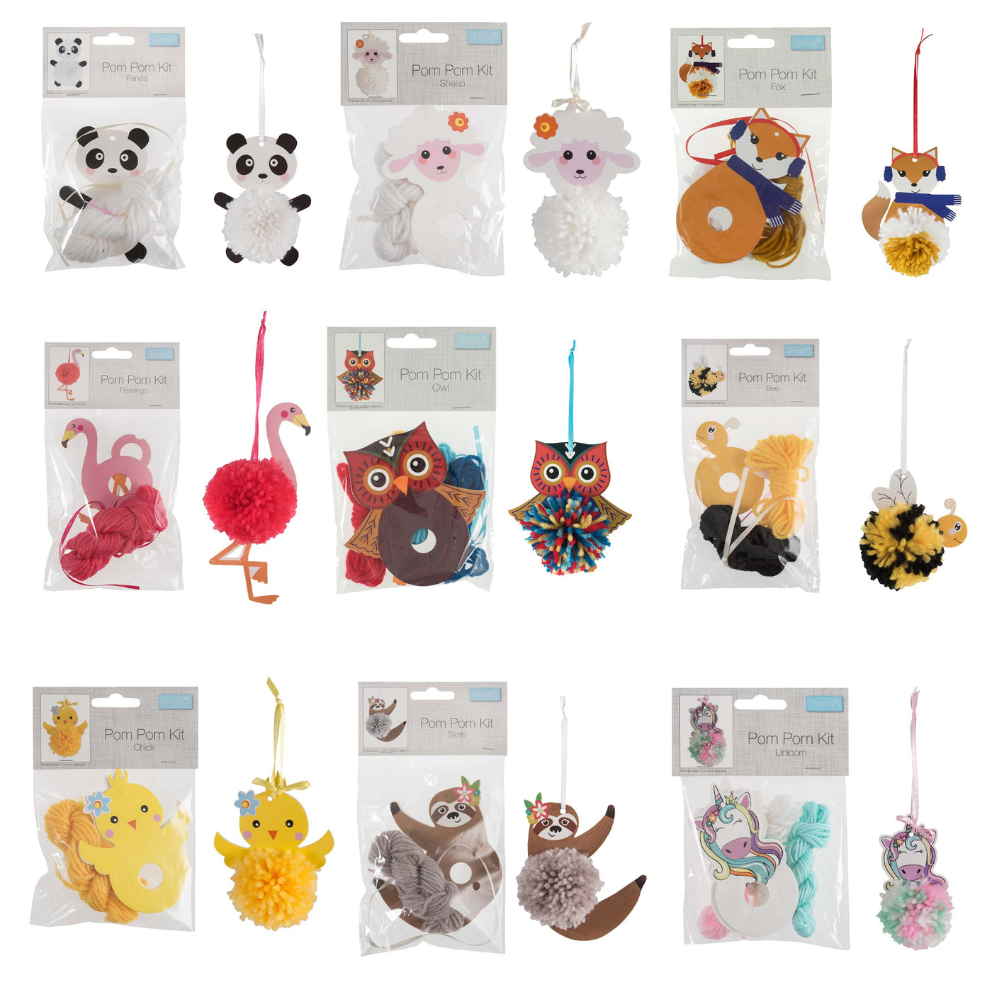 Trimits Pom-pom craft kit decoration. Great stocking filler, Kids party bags, adults.