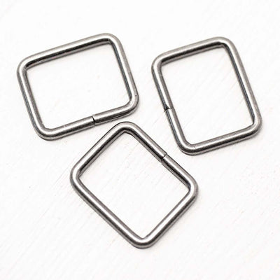 2 x metal rectangle loop ring strap connectors for bag making. 25/32/38 mm.