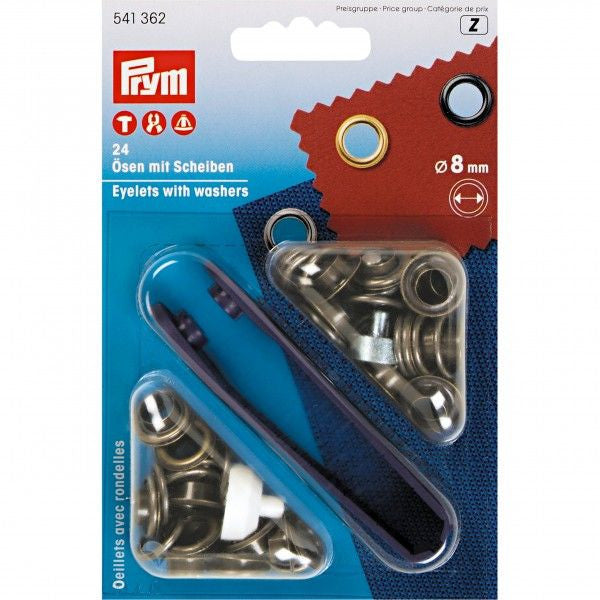 Prym Eyelets With Washers and Tool 4mm, 5 mm, 8mm, 11 mm, 14 mm