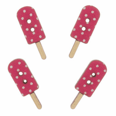 Ice Lolly Craft Buttons x 4pcs 2 HOLE fun wooden crafting lollies.