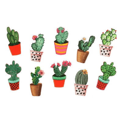 Cactus embellishment: 4cm Sew-On Or Iron-On appliqué patch. Polyester Motifs. Choice of 10