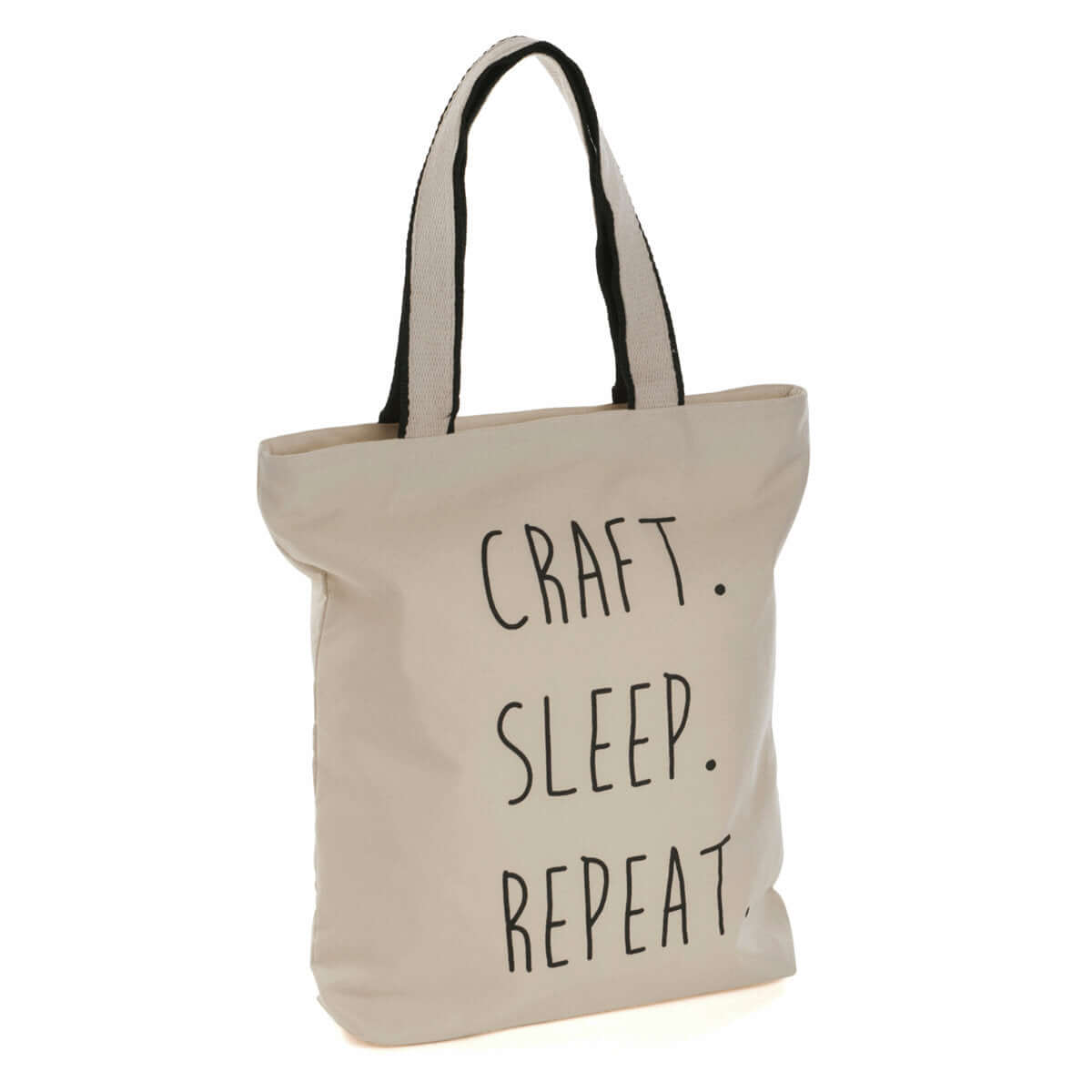 Natural Linen and Hessian Tote Bag: "craft sleep repeat". Sewing organisation, shopping bag or sewing gift.