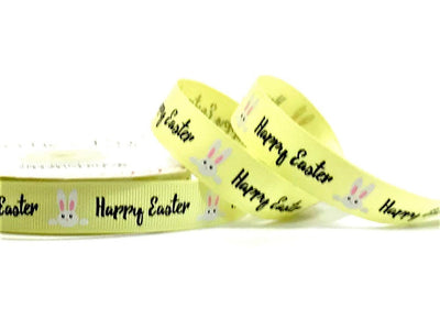 Happy Easter ribbon cotton/ grosgrain ribbon by Bertie's Bows. Per 2m/ 3m roll.