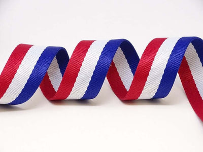 Berties bows 30mm cotton blend white striped bag strapping/webbing. Per metre.