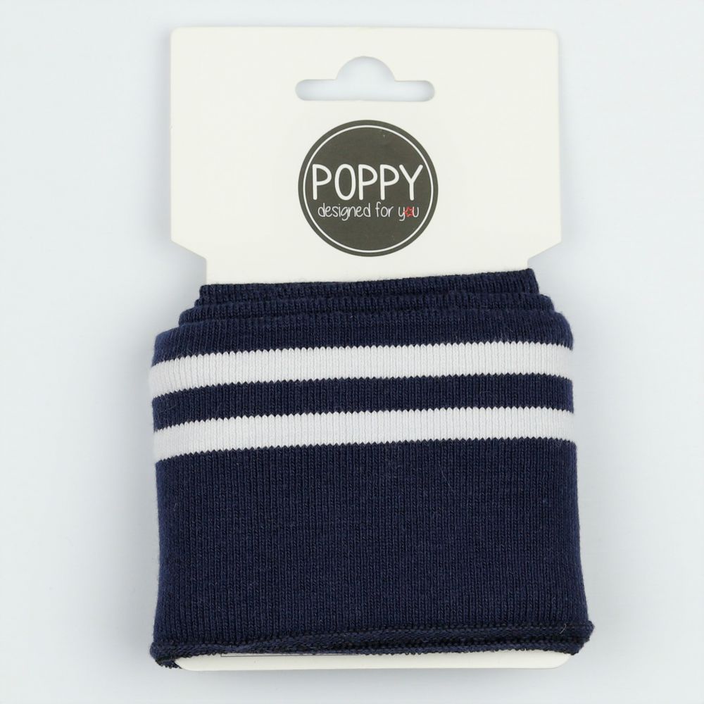 Double Stripe Rib Knit Cuffing By Poppy. Finished edge cotton Fabric: cuffs and waistbands.