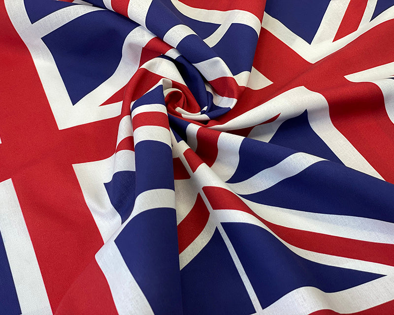 UK flag Union Jacks. Cotton Fabric, per 1/2m