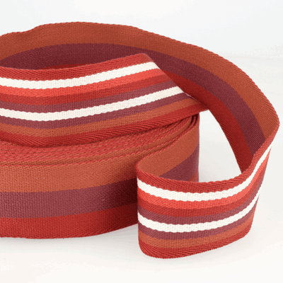 Webbing Double-Sided Stripes: 40mm wide bag strapping. Various colours. Per metre.